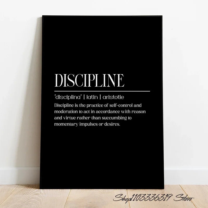 Modern Motivational Discipline Canvas Wall Art