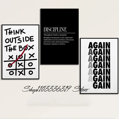 Modern Motivational Discipline Canvas Wall Art