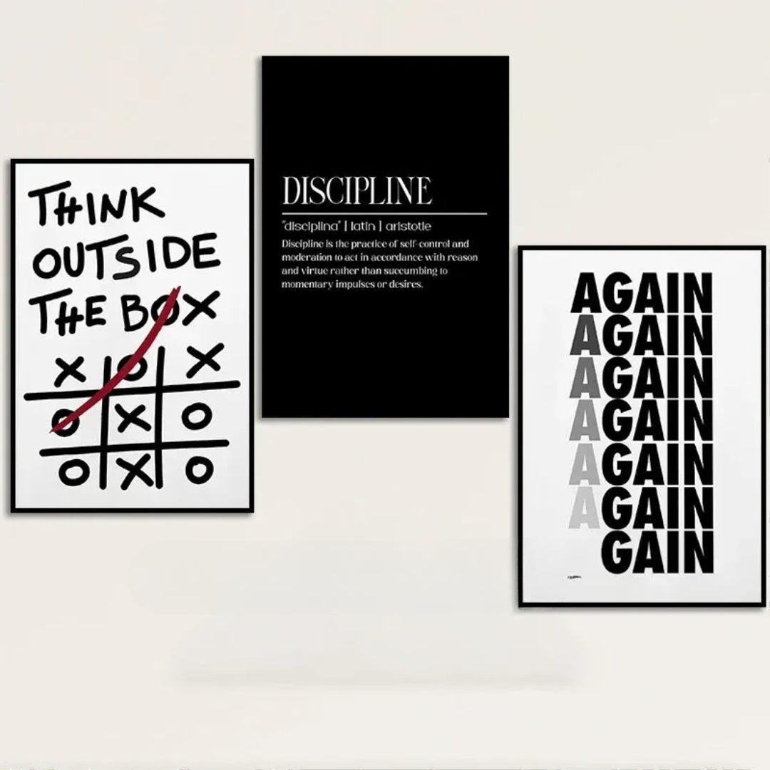 Modern Motivational Discipline Canvas Wall Art