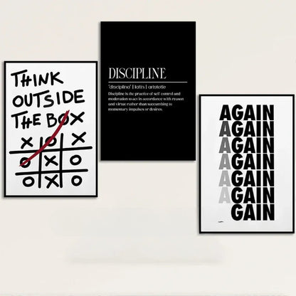 Modern Motivational Discipline Canvas Wall Art